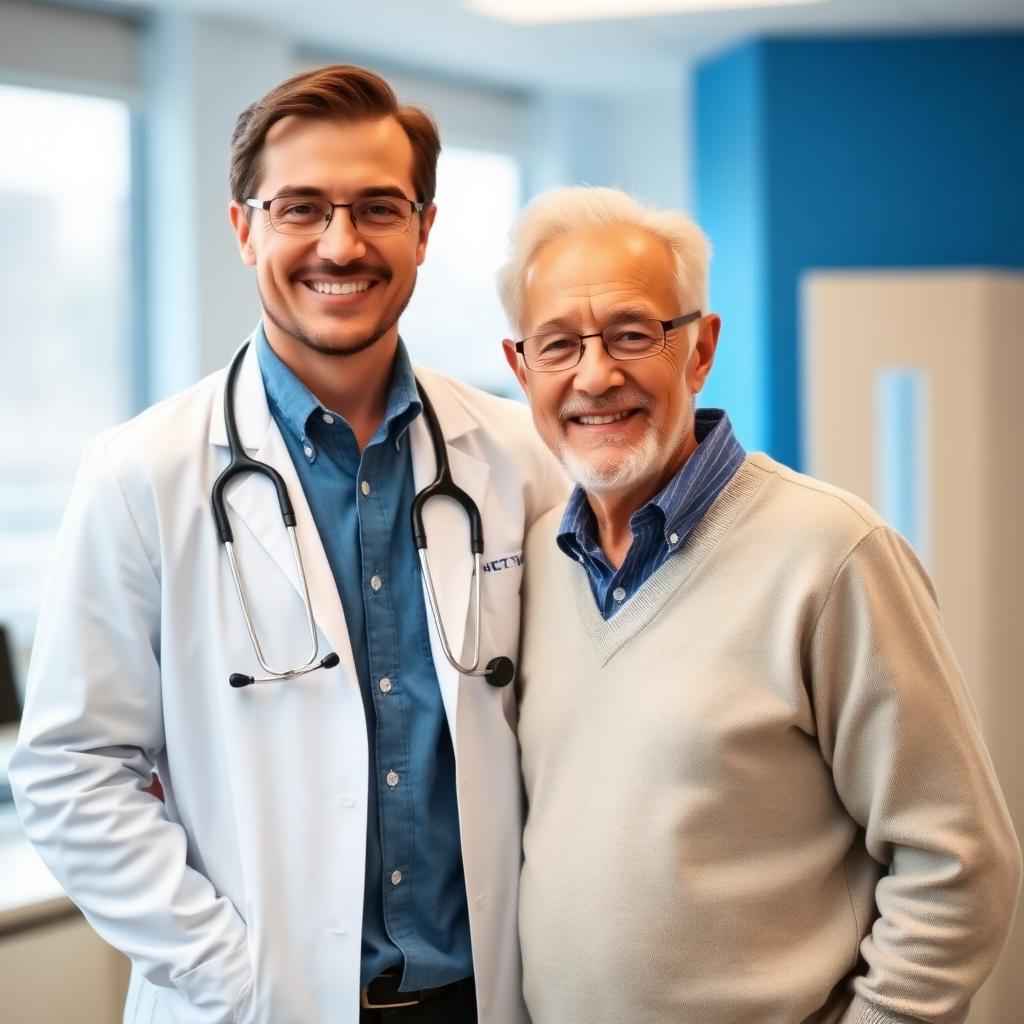 Neurologist speaking with a healthy senior patient